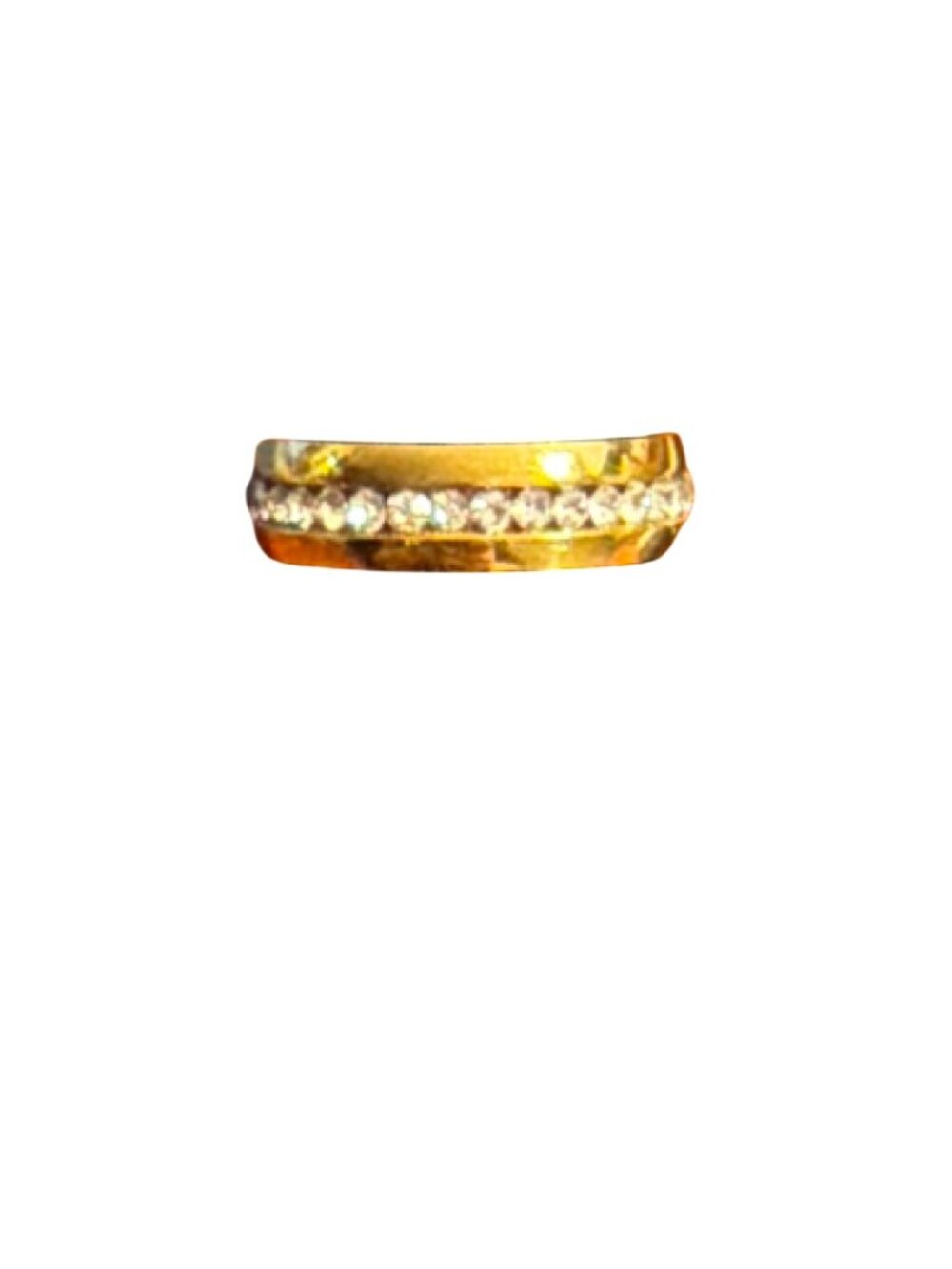 Gold Tone Crystal Rhinestone Infinity Band Ring Stainless Steel Unisex Sz 8 NWT